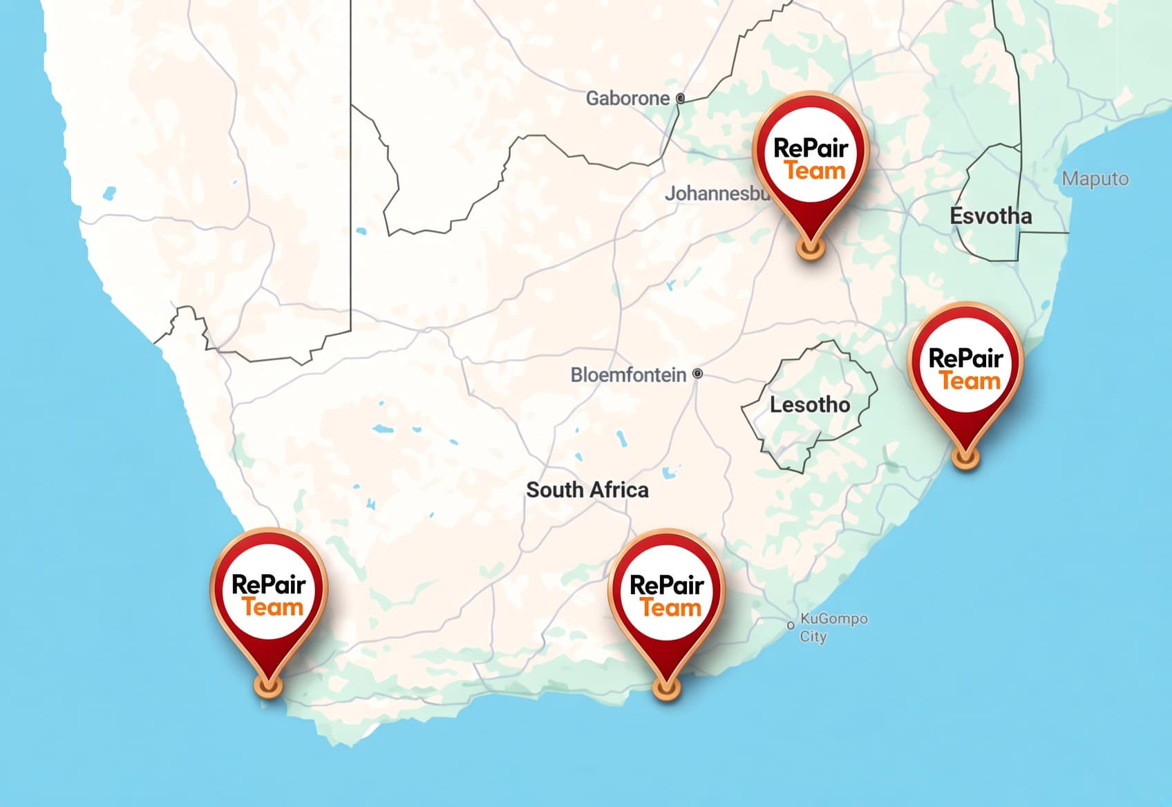 RePair Team desks — Cape Town, Durban, Johannesburg / Pretoria, Gqeberha